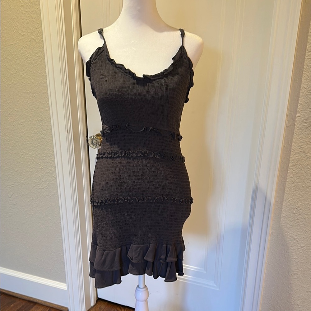 Black Ruffled Sleeveless Dress
